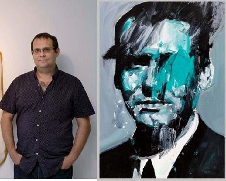 Santiago Ydáñez con su obra Premio BMW 2018 =Retrato fallido de Lorca=