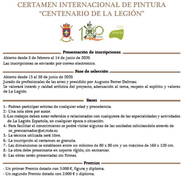 INFORMACIÓN del Certamen Internacional de Pintura Centenario La Legión