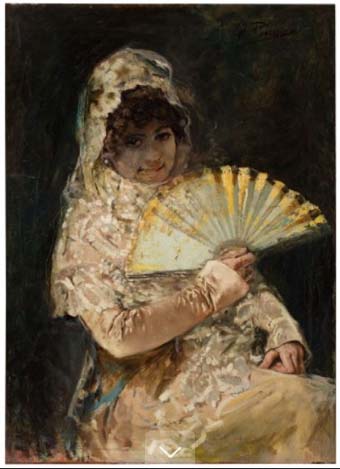 Manola con mantilla blanca de Ignacio Pinazo Camarlench (Godella-Valencia 1849-1916) 