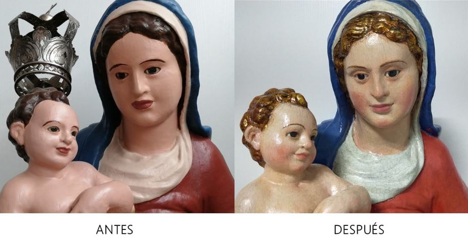 ANTES y DESPUÉS de la  la Virgen de la Paz