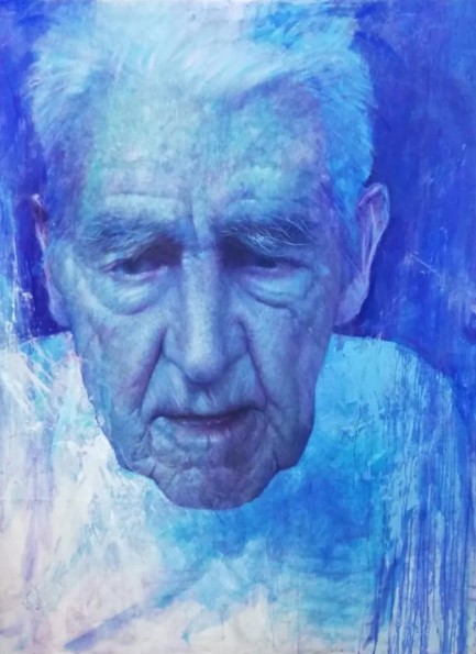 1º premio Last Blue Portrait mixta sobre tabla 160x120