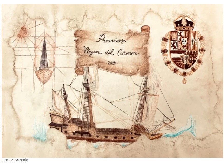 Pulsa para ampliar Cartel del Certamen Nacional de Pintura da Armada Española Premios Virgen del Carmen 2024